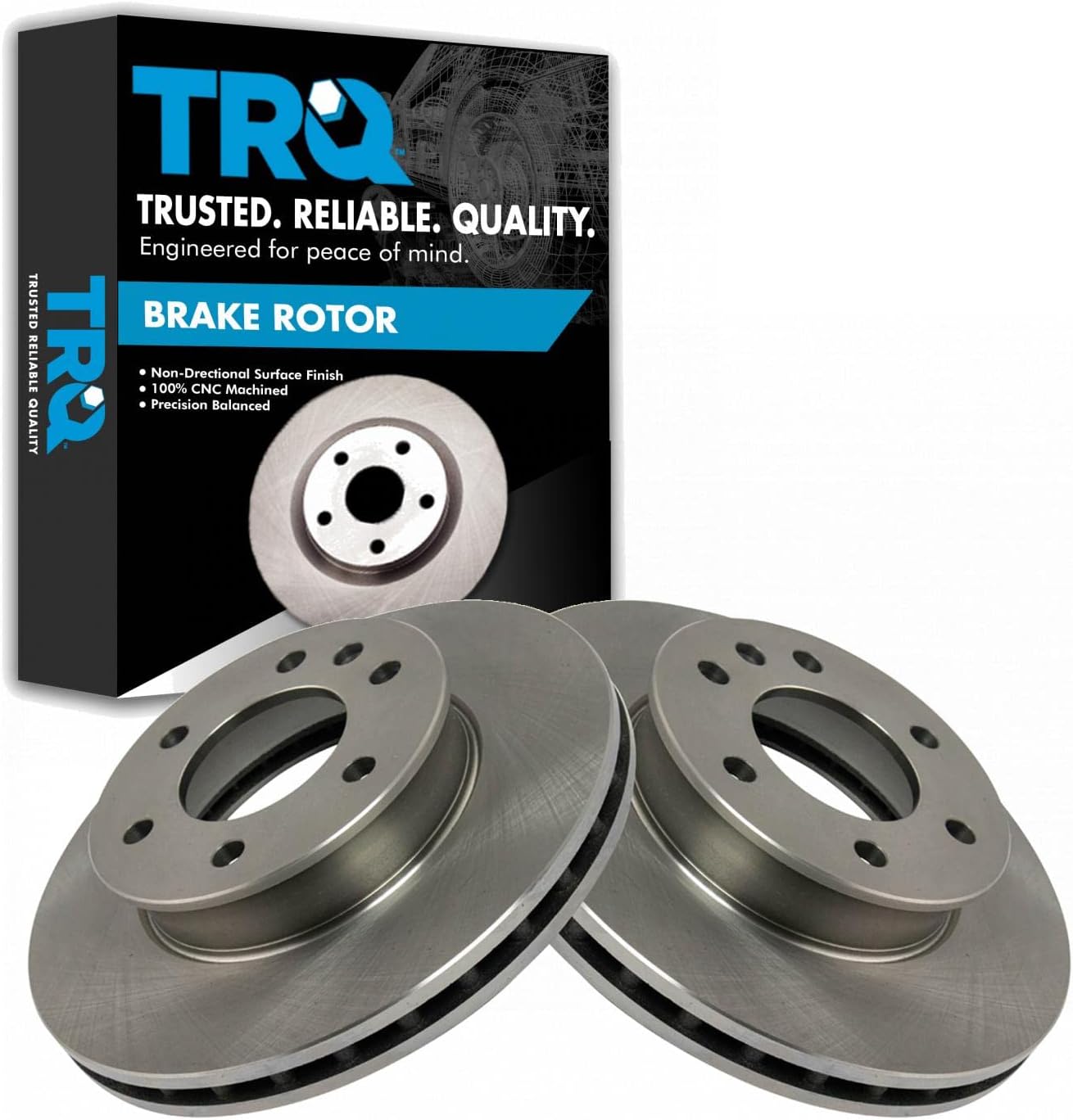 TRQ Vented Front Disc Brake Rotor Pair for Sprinter Van