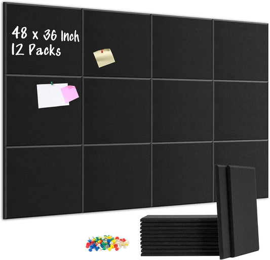 Large Cork Board for Wall - 48x36 Felt Bulletin Board Tiles