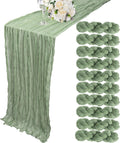 Sage Green Cheesecloth Table Runner 35 x 120 in - Boho 10 Pack