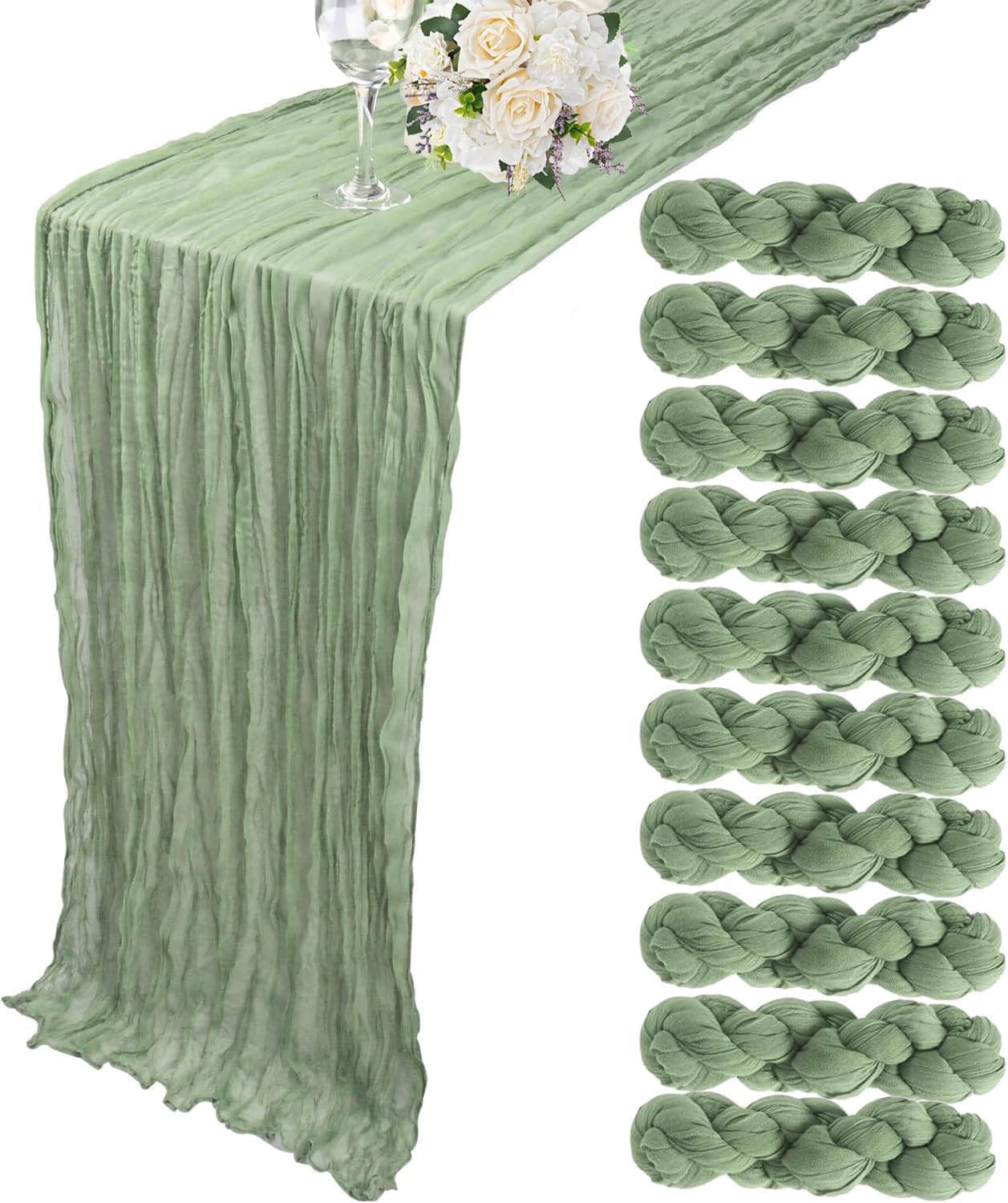 Sage Green Cheesecloth Table Runner for Elegant Events