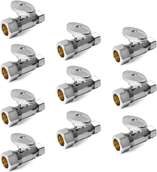 10-Pack Straight Stop Valve 1/2in Nominal Compression Valves