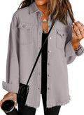 Oversized Denim Jacket for Women - Casual Distressed Jean Jacket go