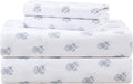 100% Cotton Sheets Queen Floral Blue - Breathable, Deep Pocket