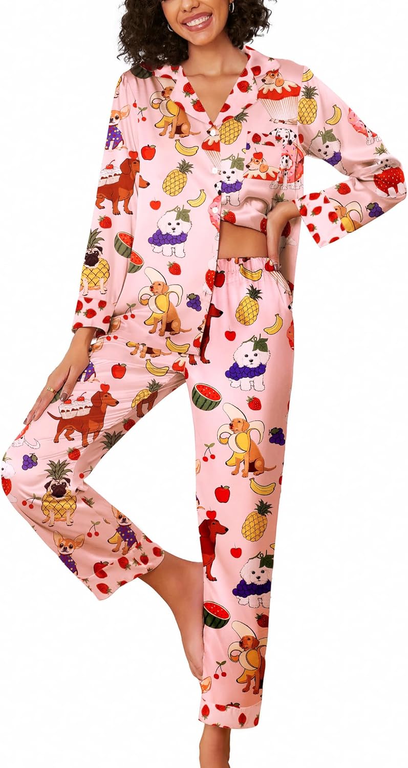Ekouaer Silk Pajamas for Women - Stylish Long Sleeve Set