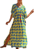 Kaftan Dresses Plus Size Swimsuit Cover Up - Drawstring Waist