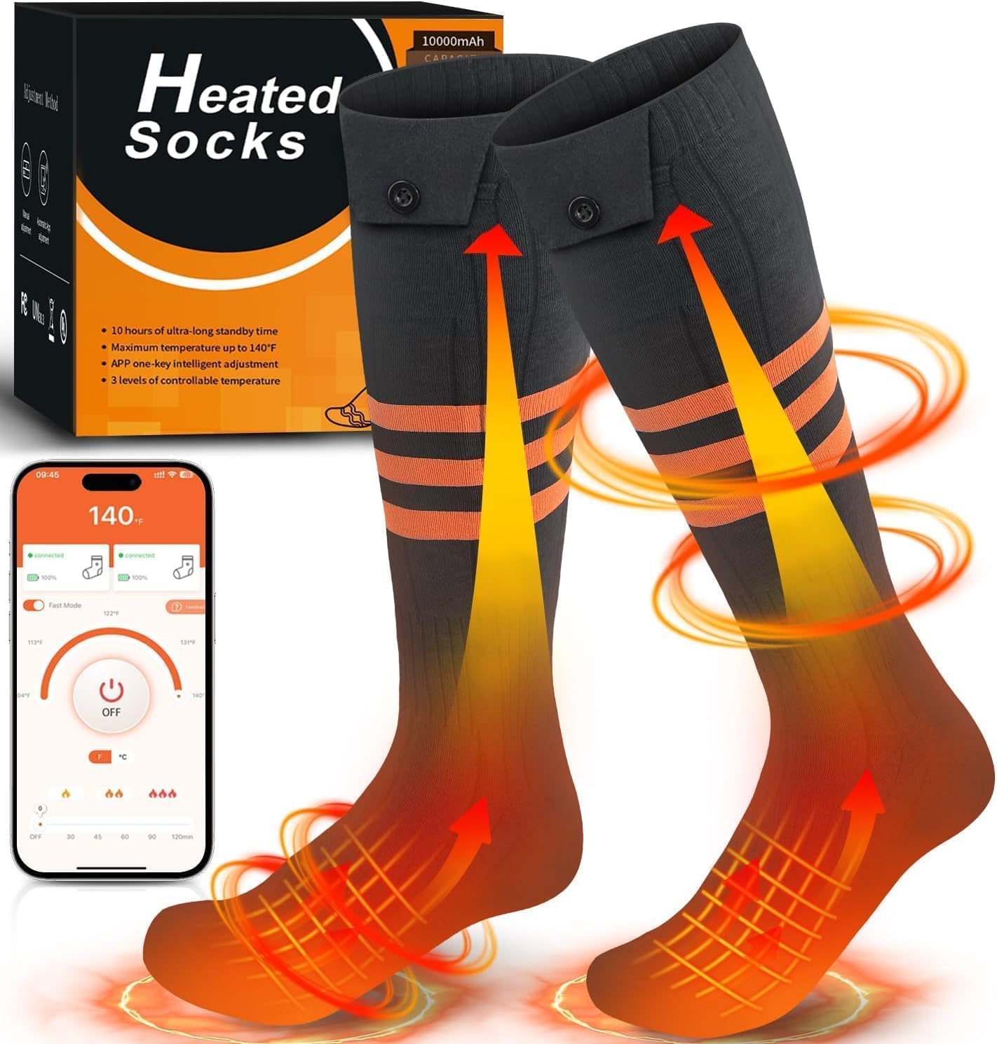 Heated Socks for Men Women with APP Control for Winter Warmth
