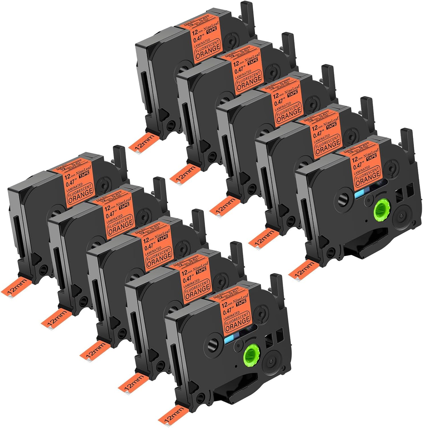 NineLeaf 10 Pack Compatible Label Tape for Brother Printers