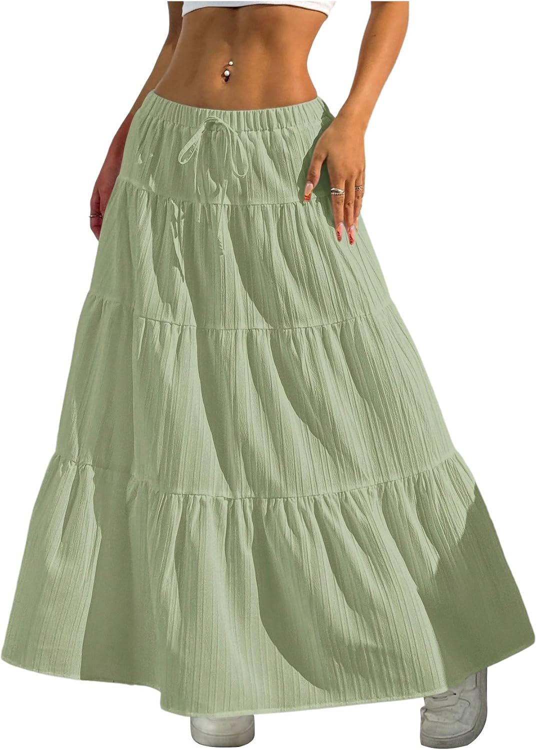 Verdusa Women's Boho Flared Ruffle Maxi Skirt for Summer Style