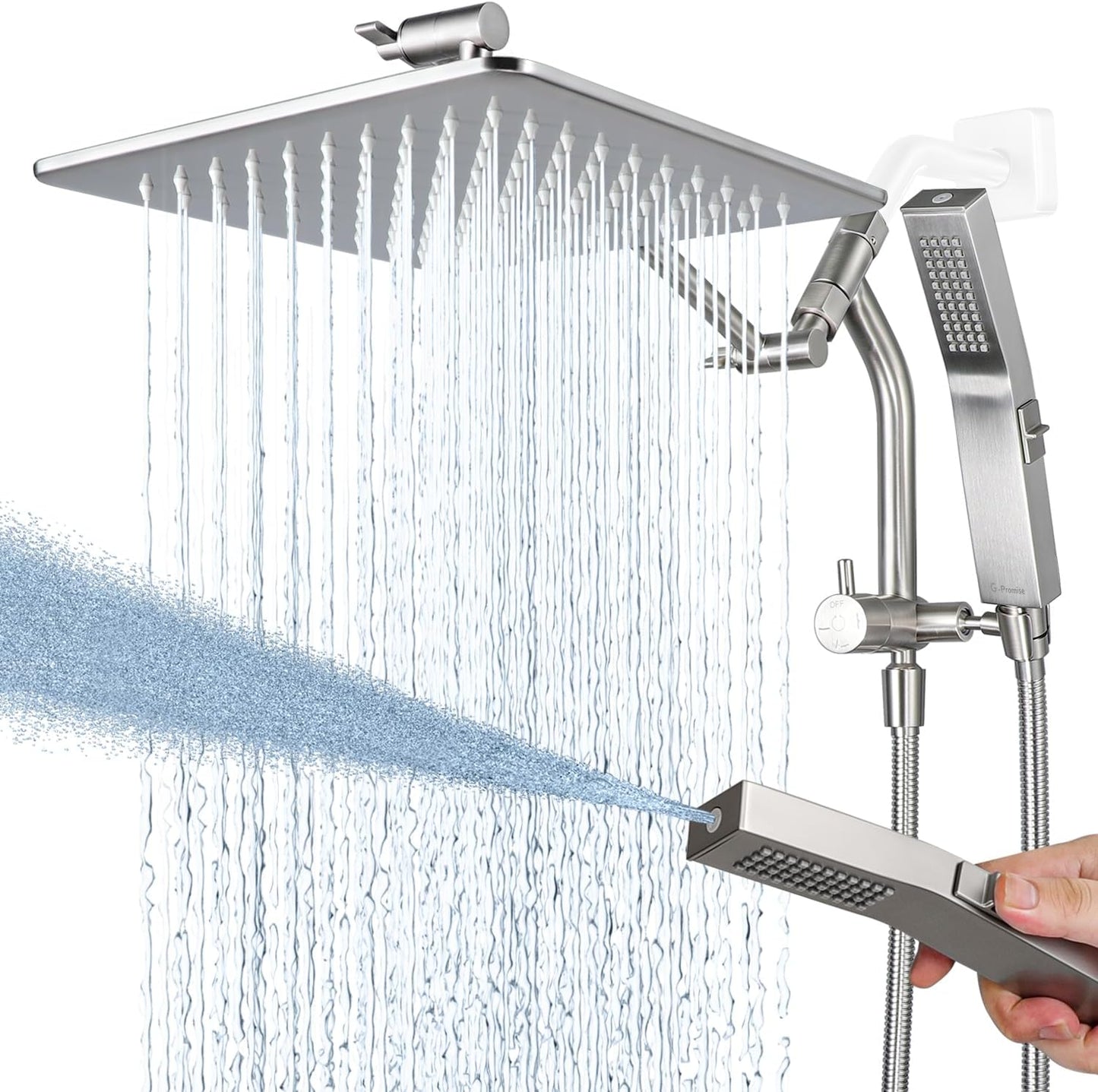 G-Promise All Metal 10 Inch Rain Shower Head with Handheld