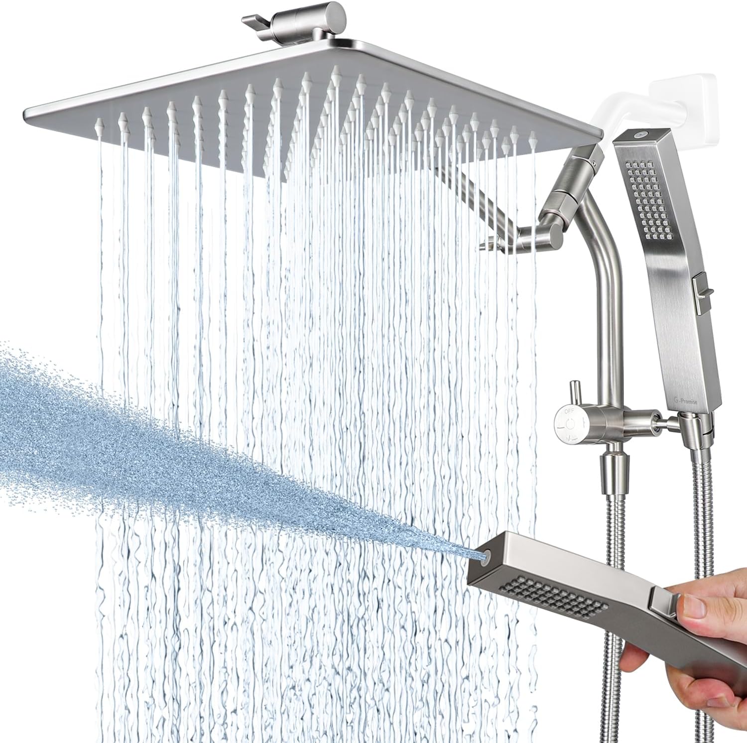 G-Promise All Metal 10 Inch Rain Shower Head with Handheld