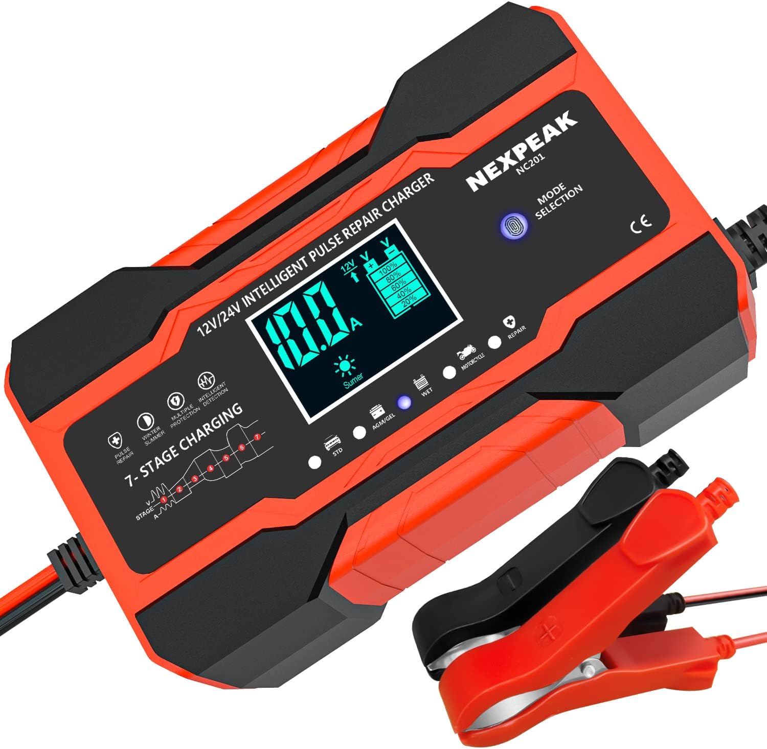 NEXPEAK Smart 10A Battery Charger - Keep Your Batteries Healthy!