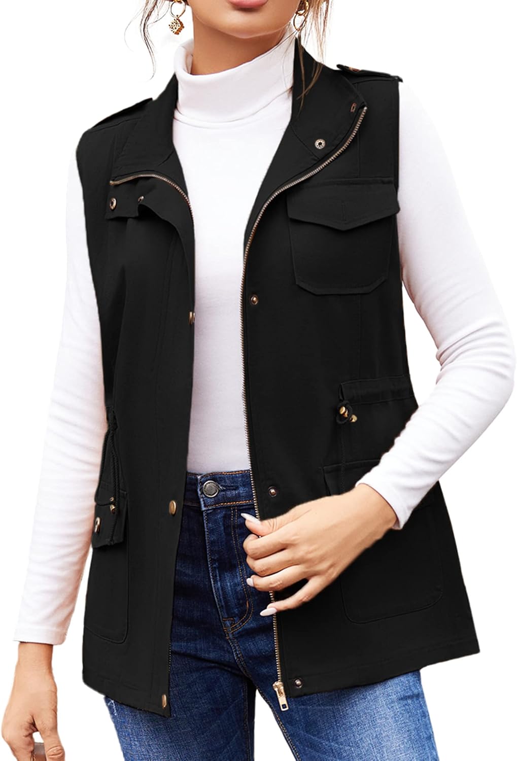 Beyove Womens Lightweight Sleeveless Military Anorak Cargo Vest