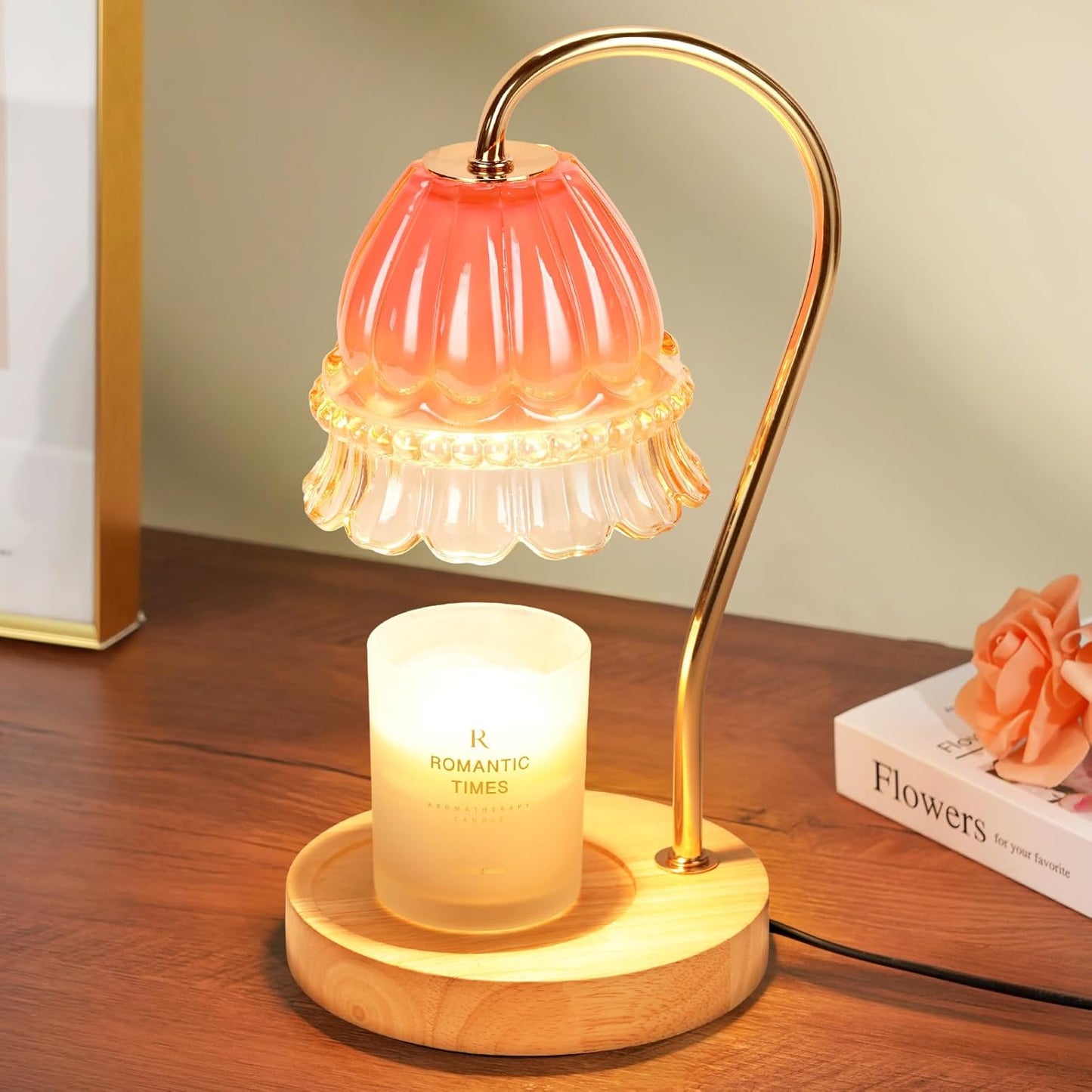 Flower Candle Warmer Lamp with Timer for Cozy Home Decor