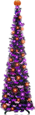 Timer & Pumpkin 6 ft Lighted Halloween Tree - Pop-Up Decor