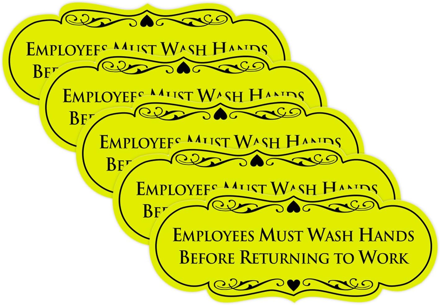 Employees Must Wash Hands Before Returning to Work Sign - 5 Pack