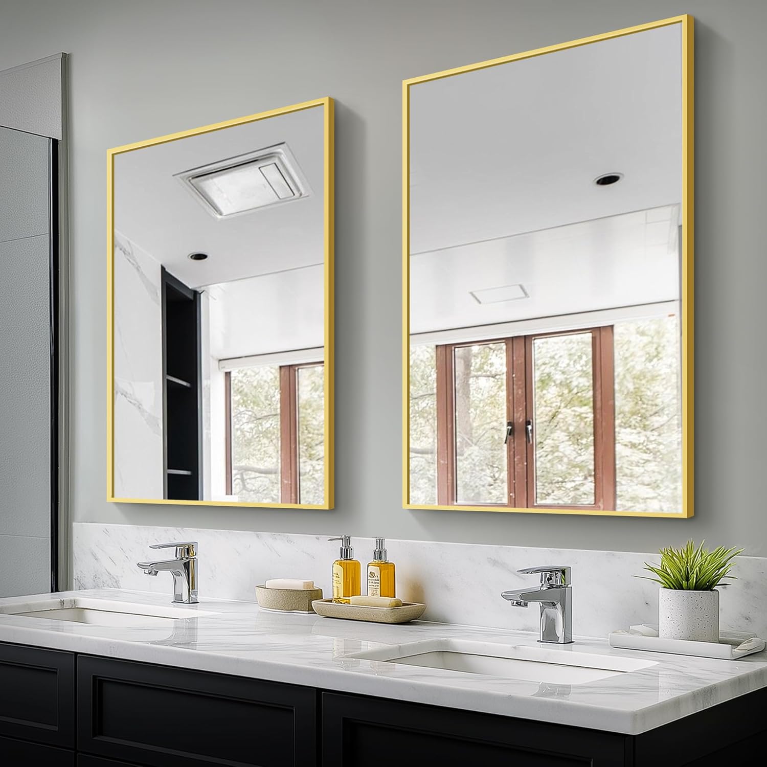 Bathroom Vanity Mirror for Wall, 36x24 Metal Framed Design