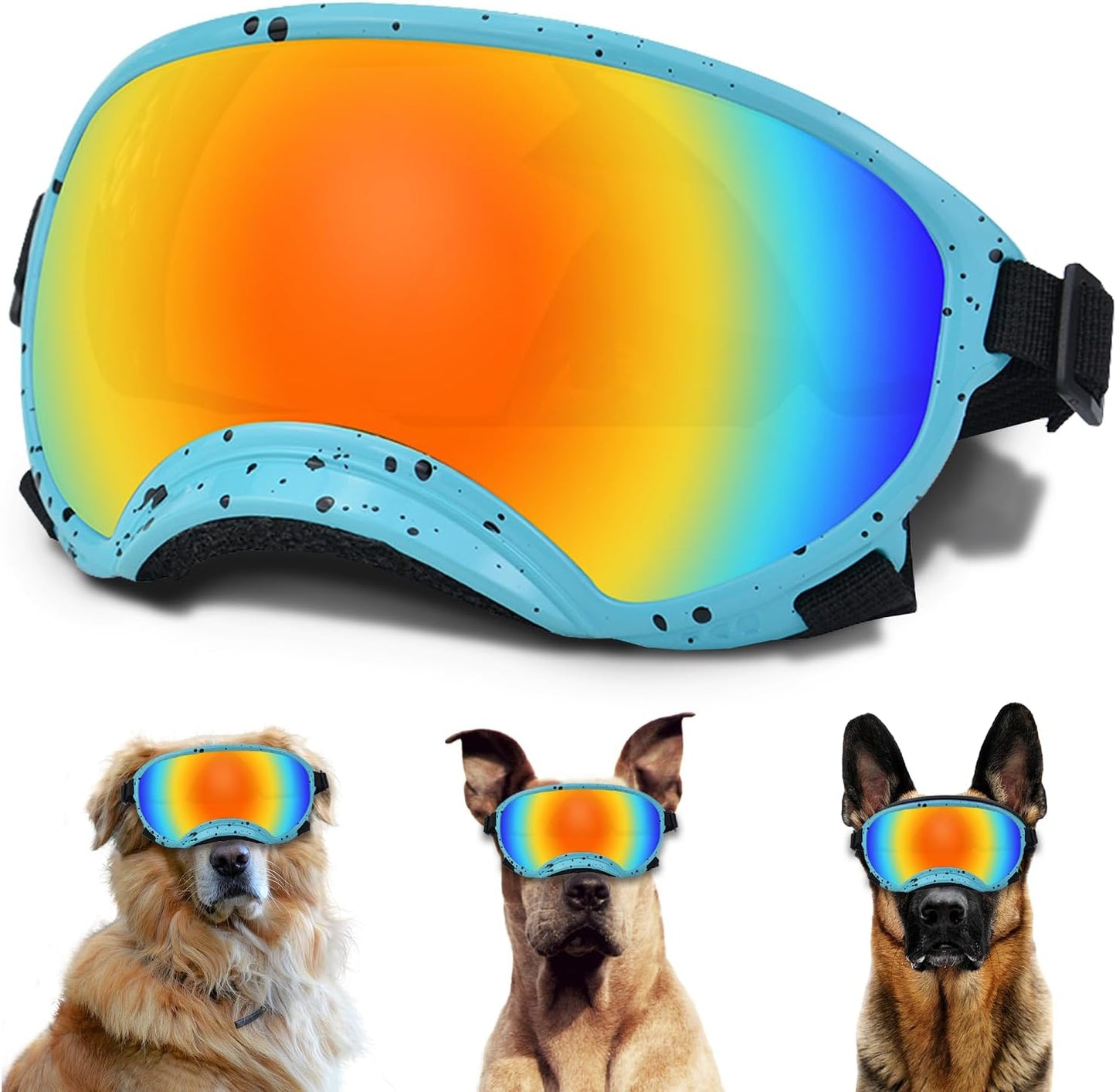 Large Dog Sunglasses with Adjustable Strap for Eye Protection
