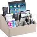 PU Leather Desk Organizer - Luxury 5-Compartment Caddy for Desk