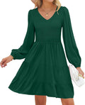 Charming ZESICA Women's Long Sleeve Ruffle Mini Dress for Casual Fun