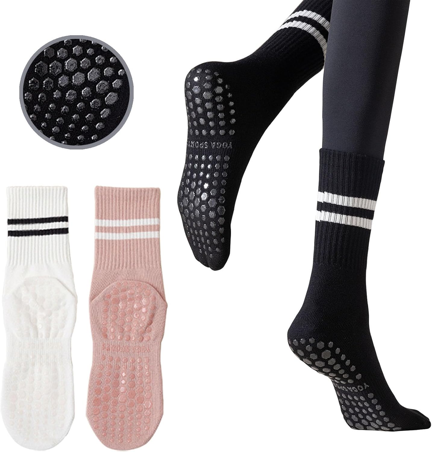 Non-Slip Pilates Socks Set - Enhanced Grip for Women