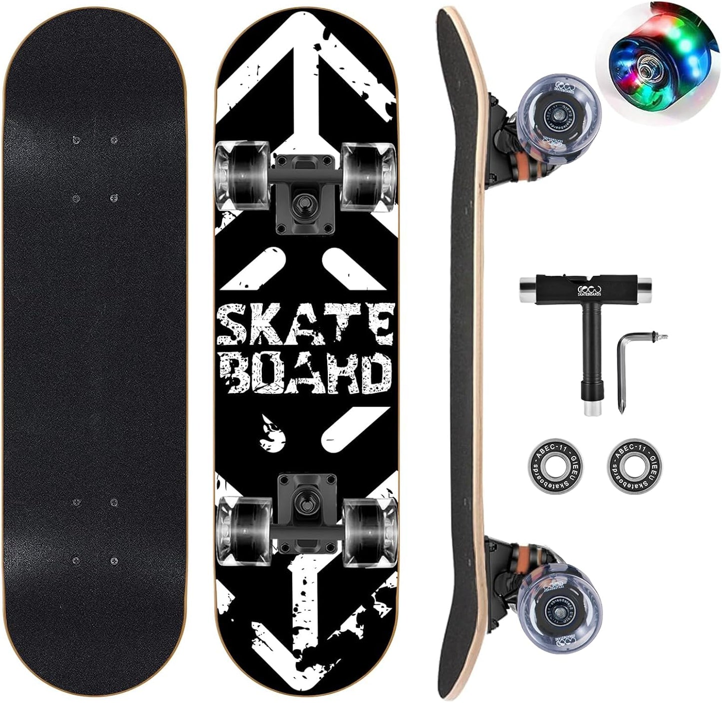Colorful Flashing Wheels Skateboards for Beginners and Teens
