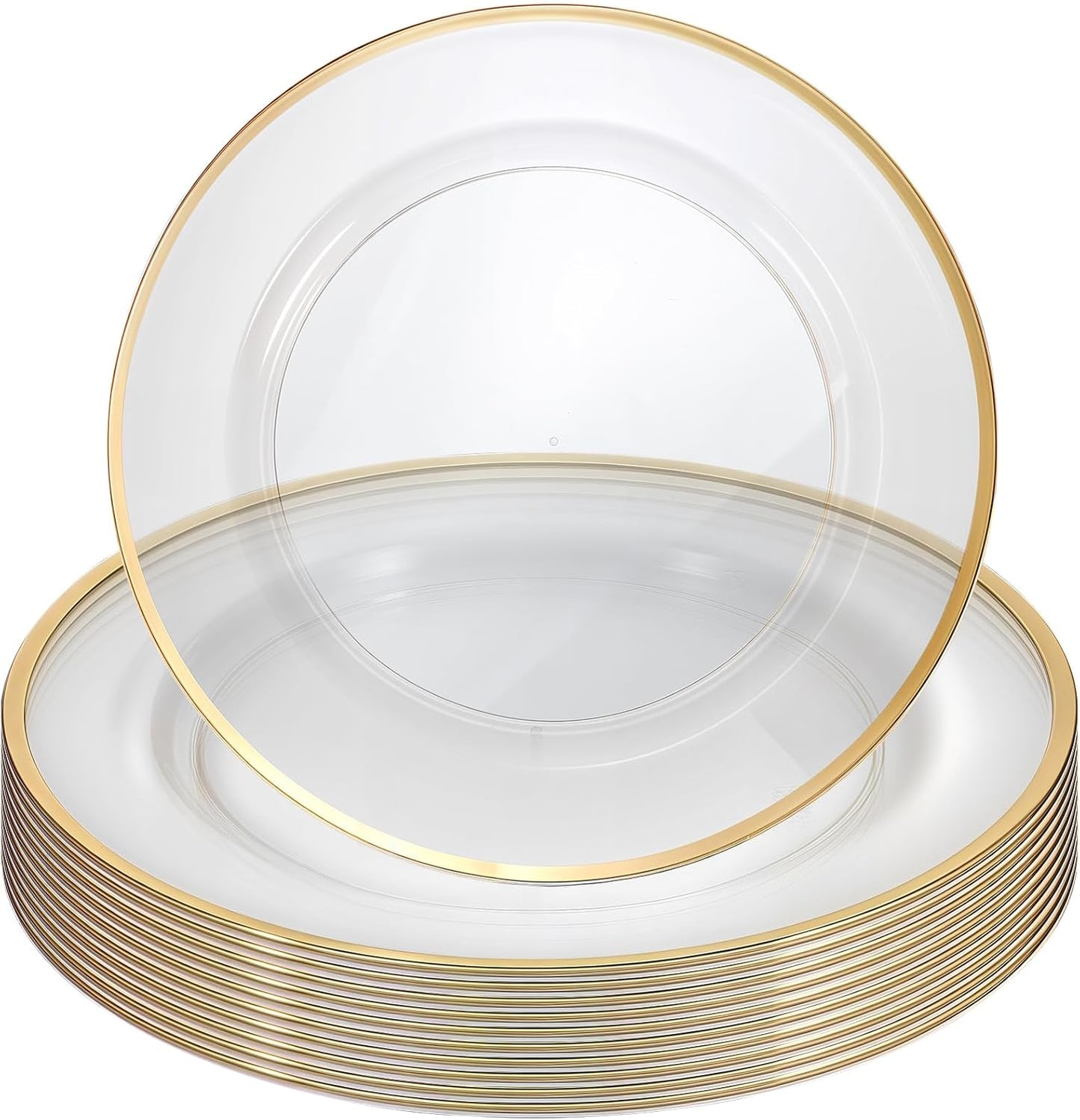 DIVINA VITAE 25pk Clear Gold Trim Charger Plates - Elegant Dining Essential