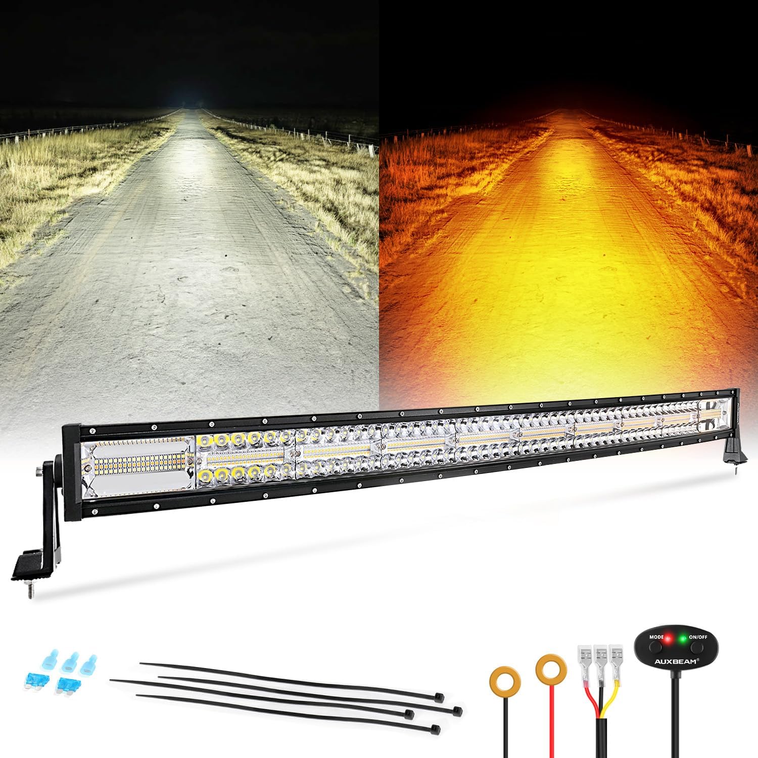 Auxbeam 42 Inch 240W Curved LED Light Bar with 6 Modes