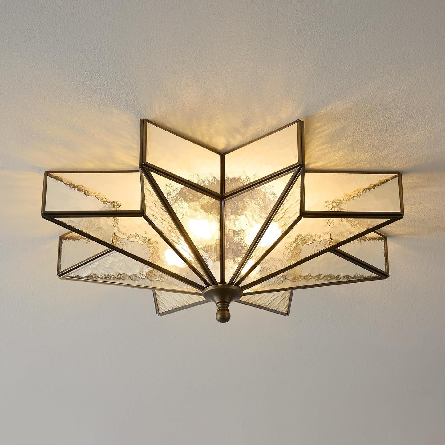 Black Bronze Star Ceiling Light - Unique Art Deco Flush Mount