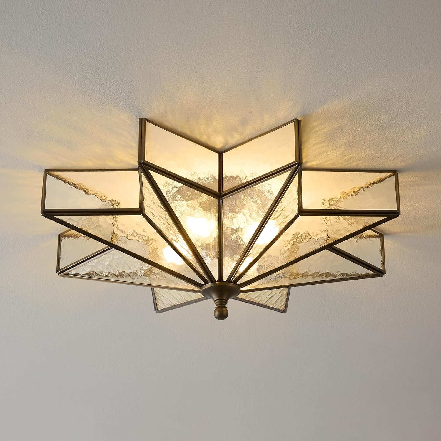 Black Bronze Star Ceiling Light - Unique Art Deco Flush Mount