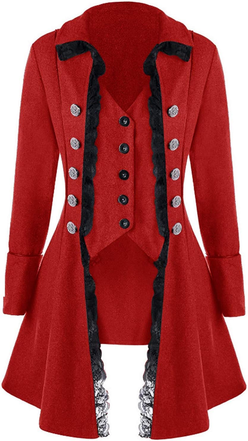 VNVNE Women's Gothic Steampunk Corset Halloween Costume Coat