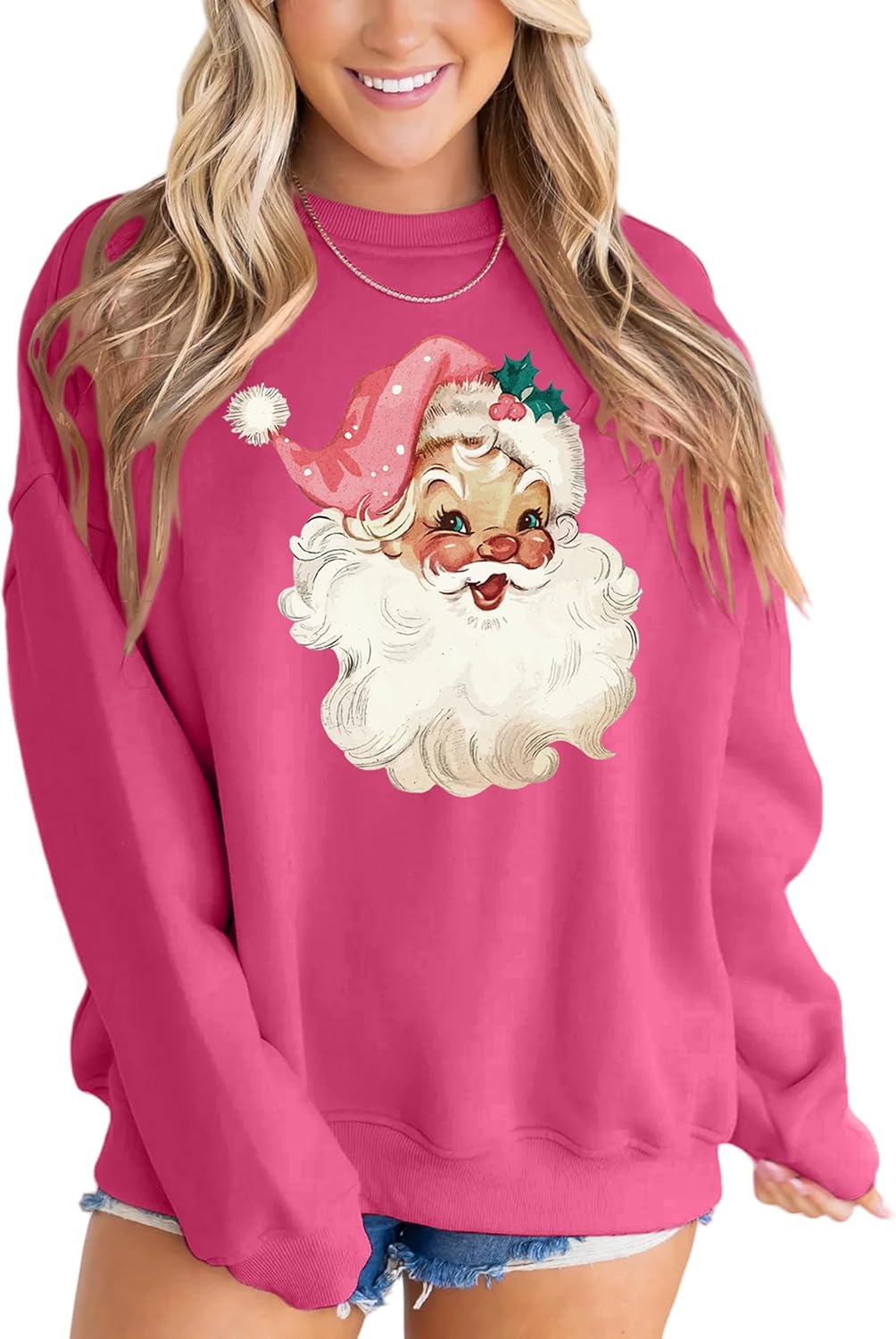 MAPICK Retro Santa Sweatshirt for Women - Vintage Christmas