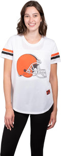 Ultra Game Women's NFL Official Soft Mesh Varsity Stripe T-Shirt at