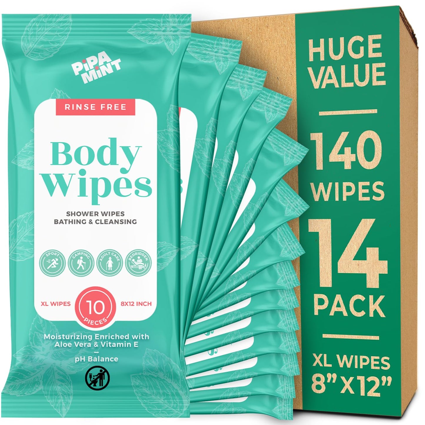Body Wipes for Adults - XL Bath Wipes for Gentle Cleansing