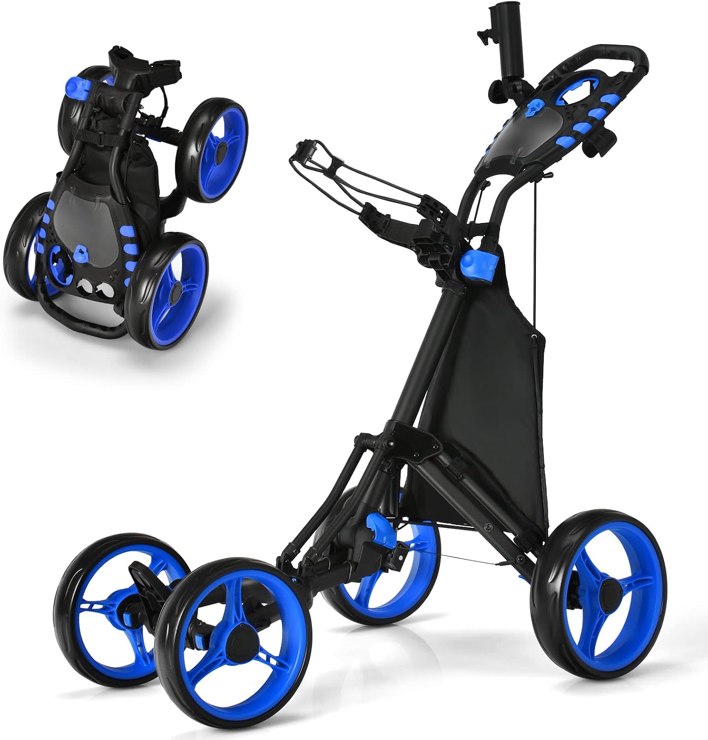 Tangkula Lightweight 4-Wheel Golf Cart ~ Brake, Cup & Umbrella Holder