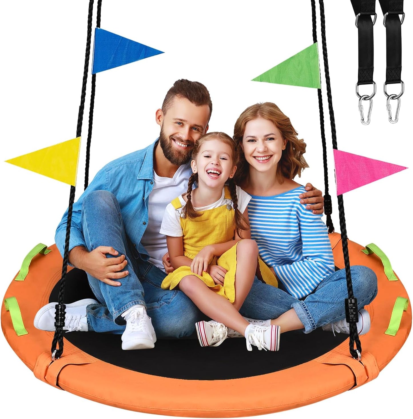 48 Inch Tree Swing for Family Fun, 900lbs Capacity, Orange