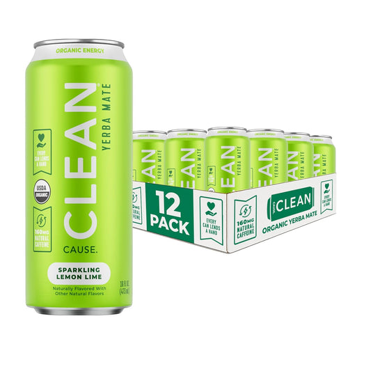 CLEAN Cause Low Calorie Lemon Lime Sparkling Yerba Mate Tea