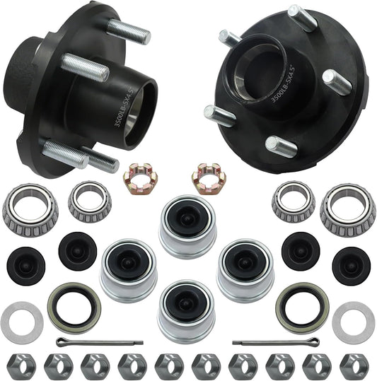 3500Lbs Trailer Hub Kit with Dust Cap and Rubber Plug for Axles