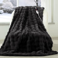 Faux Rabbit Fur Bubble Electric Blanket Dark Grey - Luxurious Heated