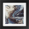 Frame Amo 15x15 Black Solid Wood Poster Frame with White Mat - Gallery