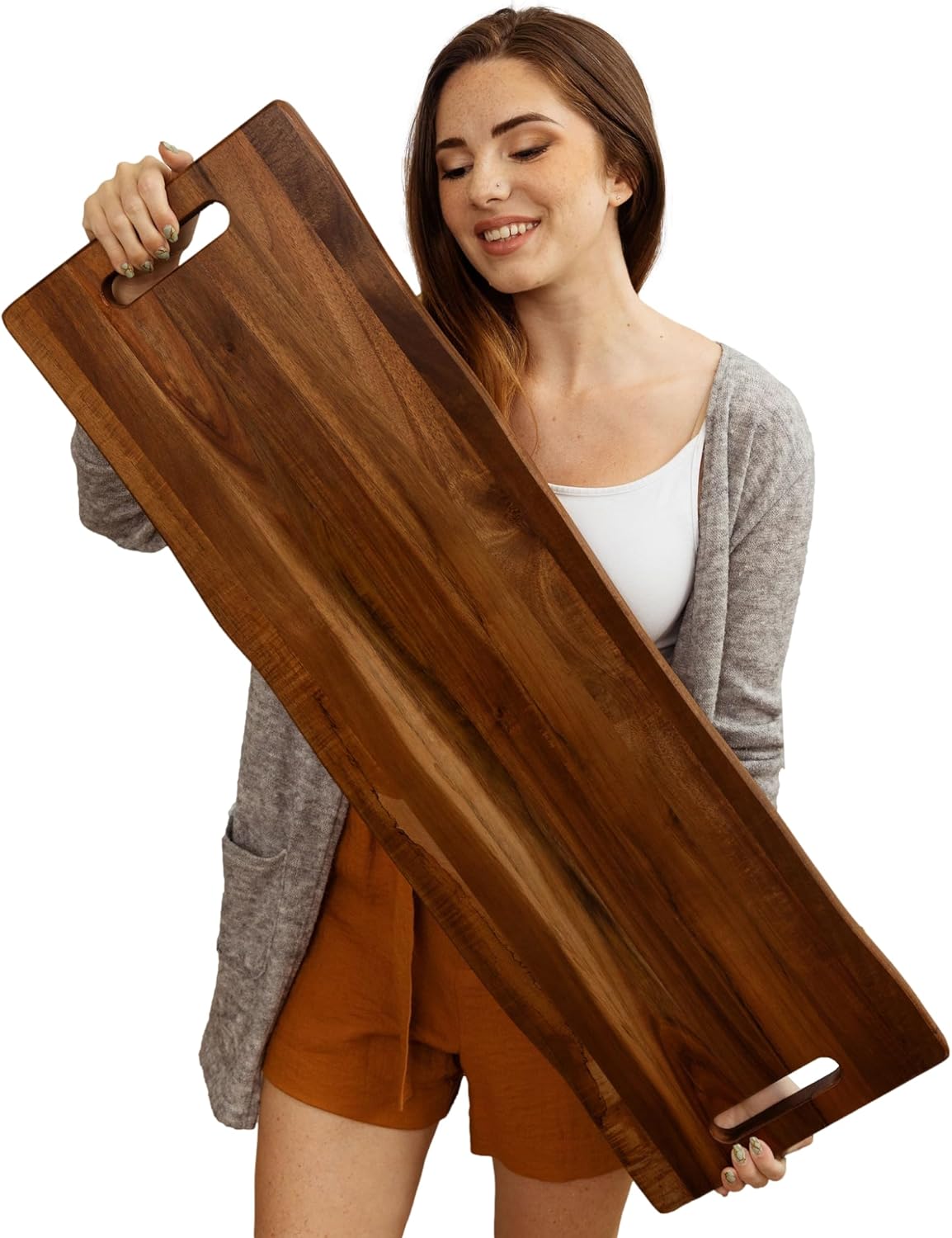 Large Acacia Serving Board with Handles for Charcuterie Platter
