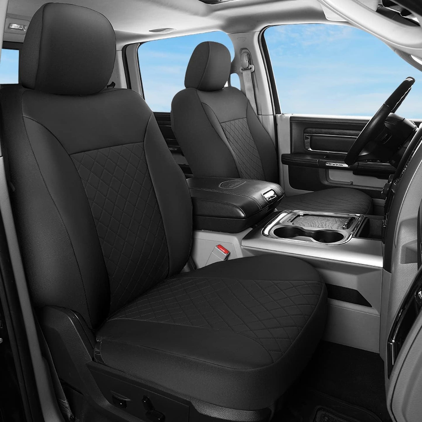 Custom Fit Front Car Seat Covers for Dodge Ram Trucks 2-Pack