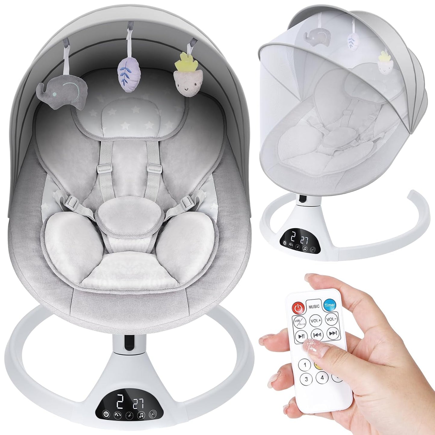 Omzer Bluetooth Baby Swing - Music Speaker, Remote Control