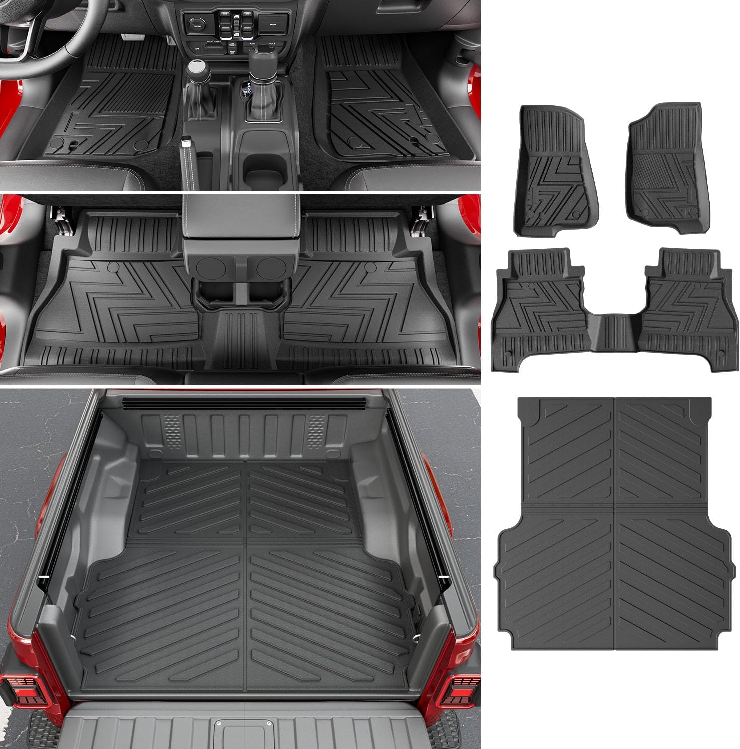 Premium Floor Mats for 2020-2025 Jeep Gladiator JT Truck Bed
