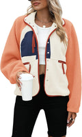 Womens Fleece Sherpa Jacket Button Down - Cropped Cozy Coat