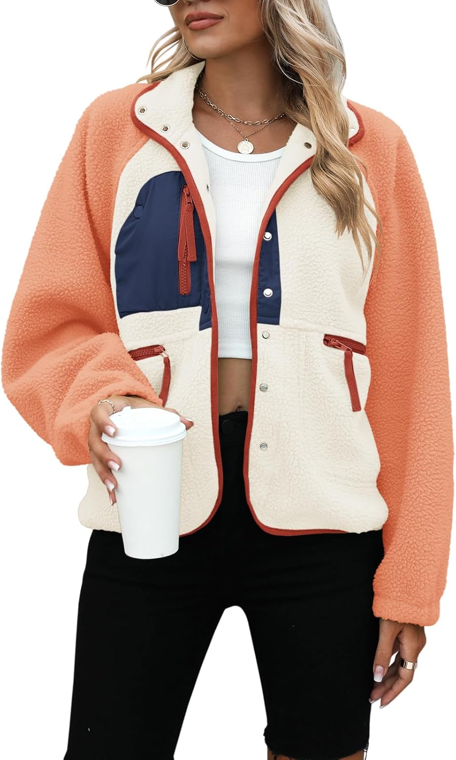 Yanekop Womens Fleece Jacket - Cozy Sherpa Outerwear for Winter