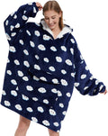 Wearable Blanket Hoodie for Adults Navy Blue Cloud - Oversized Sherpa