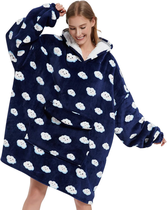 Wearable Blanket Hoodie for Adults - Oversized Sherpa Fleece