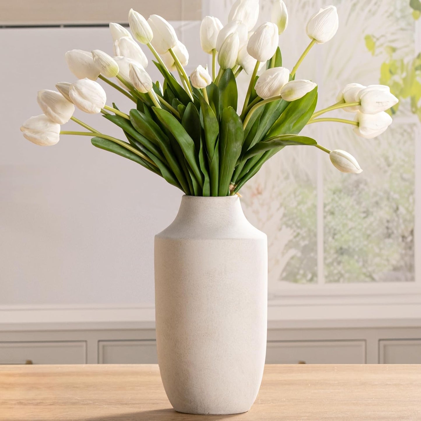 Mitt&Ditt 12.5 inch Tall Off-White Decorative Flower Vase