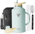 Half Gallon Water Bottle with Handle and Carry Pouch - Large 64 oz