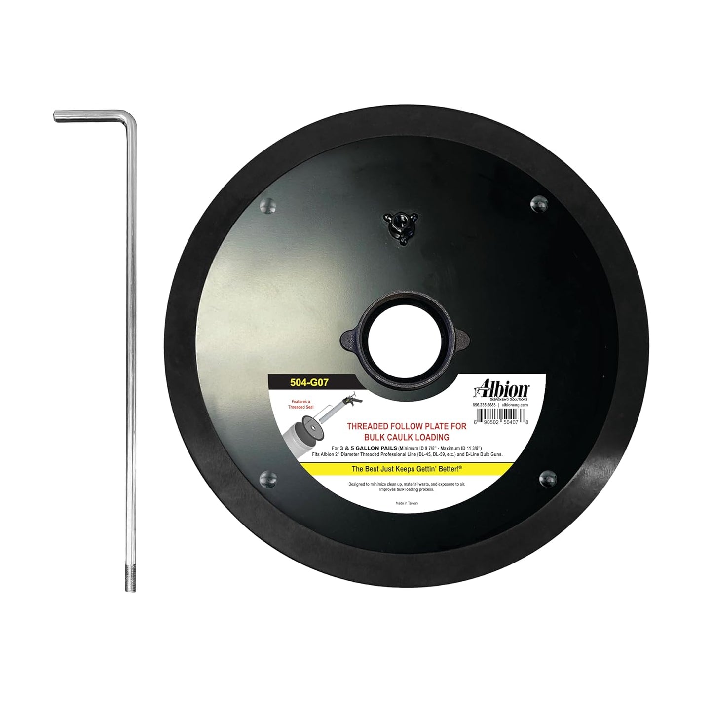 Albion Engineering 504-G07 Threaded Follow Plate for 5 Gallon Pail
